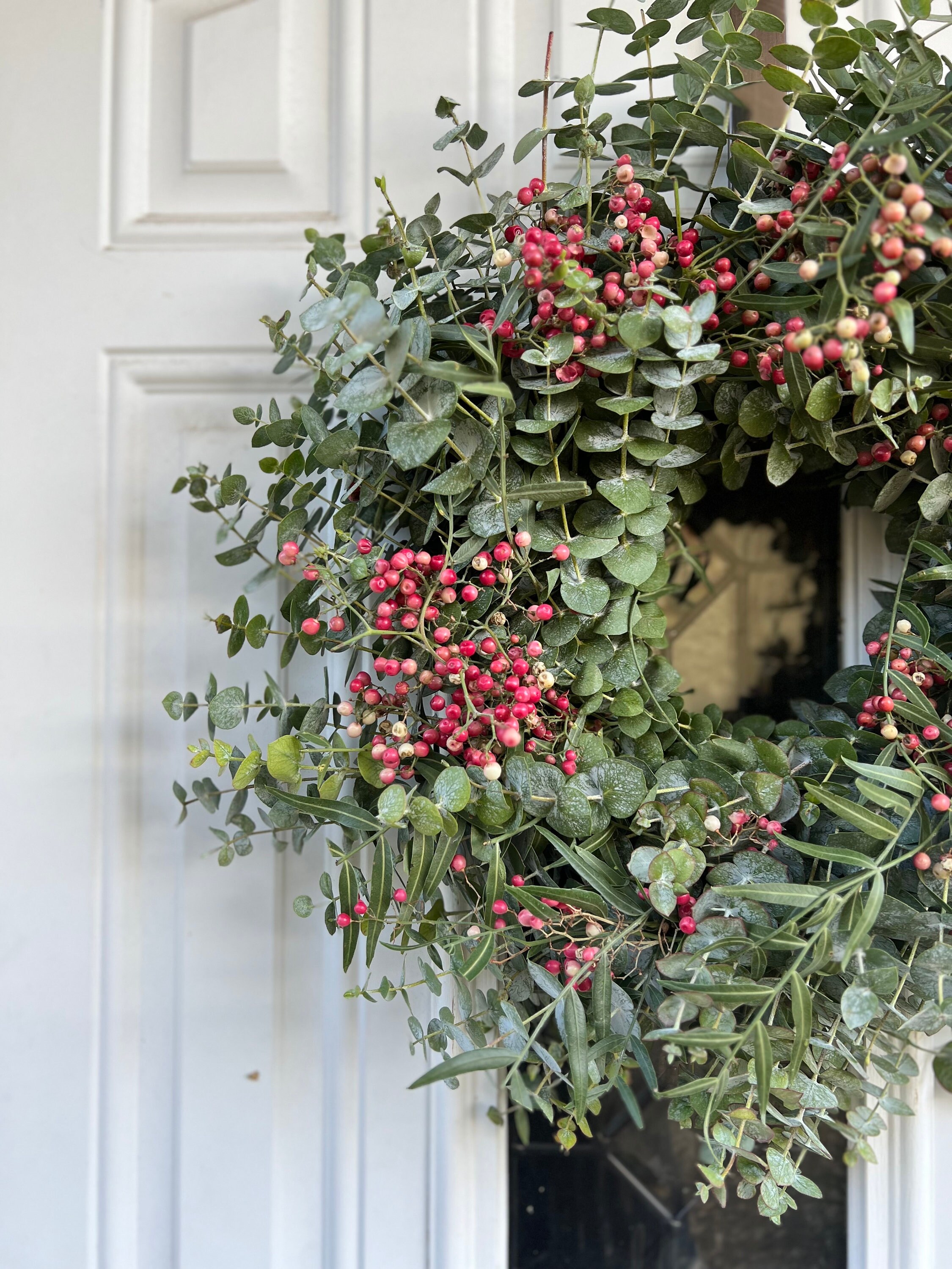Fresh and Fragrant Wreath, Spiral Eucalyptus and Pepperberry Winter Christmas Greenery Wreath (available year round!) - Thumbnail 4