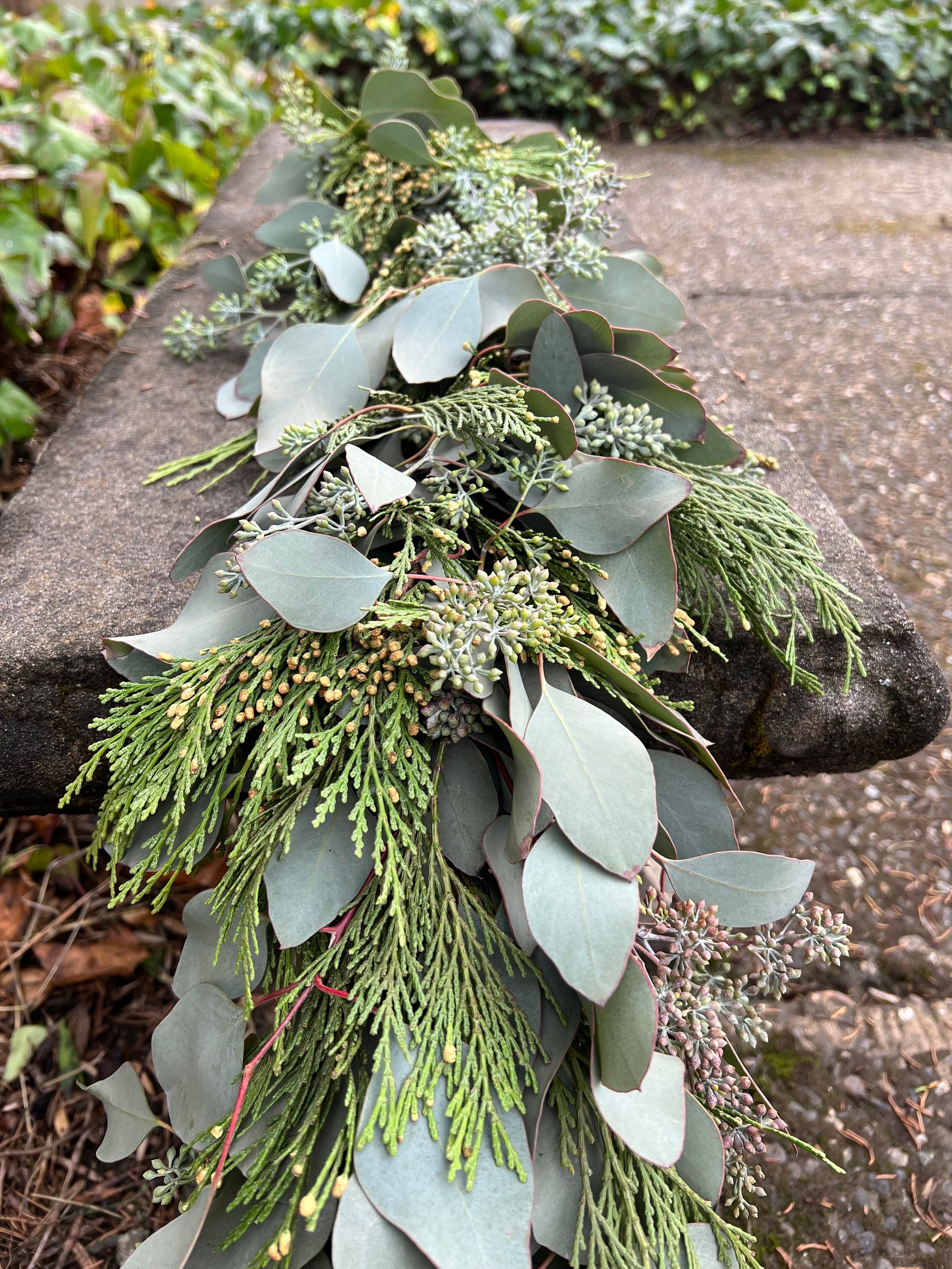 Fresh Handmade Cedar and Seeded Eucalyptus Winter Greens Christmas Holiday Garland, Nov-Jan only!