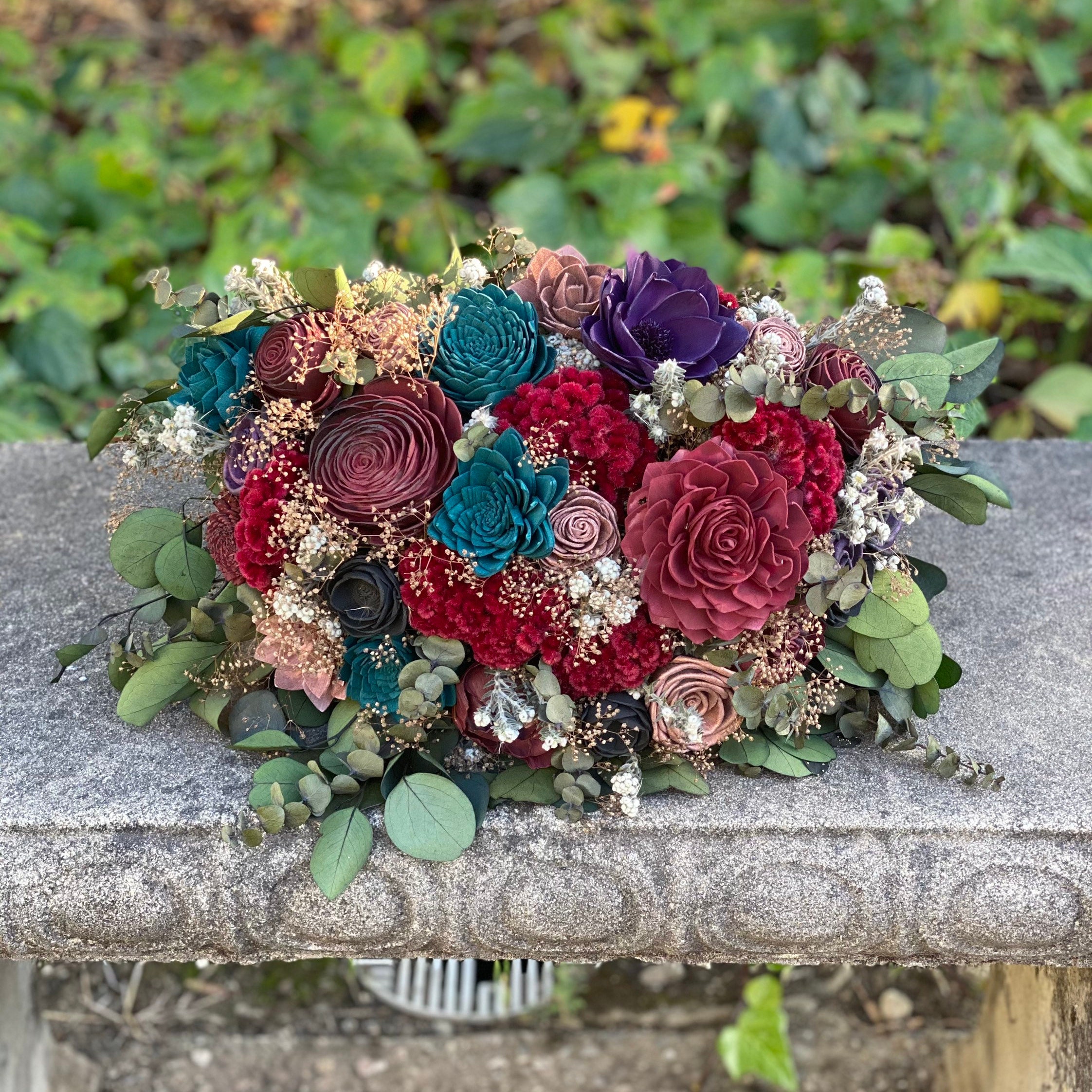 Dark Jewel Tone Wood Wedding Sola Flower Bouquet // Etsy