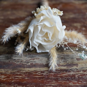 Prairie Romance Wood Sola Flower Boutonniere image 2