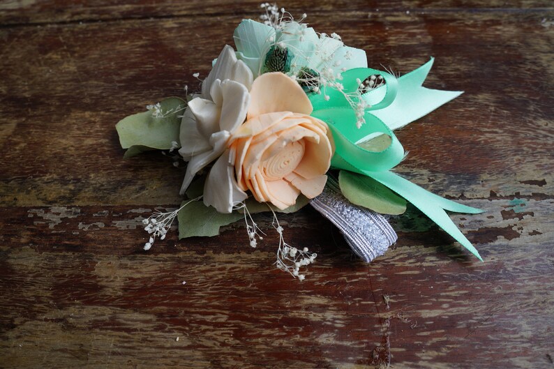 Mint Sorbet Sola Flower Corsage Wood Flower Corsage