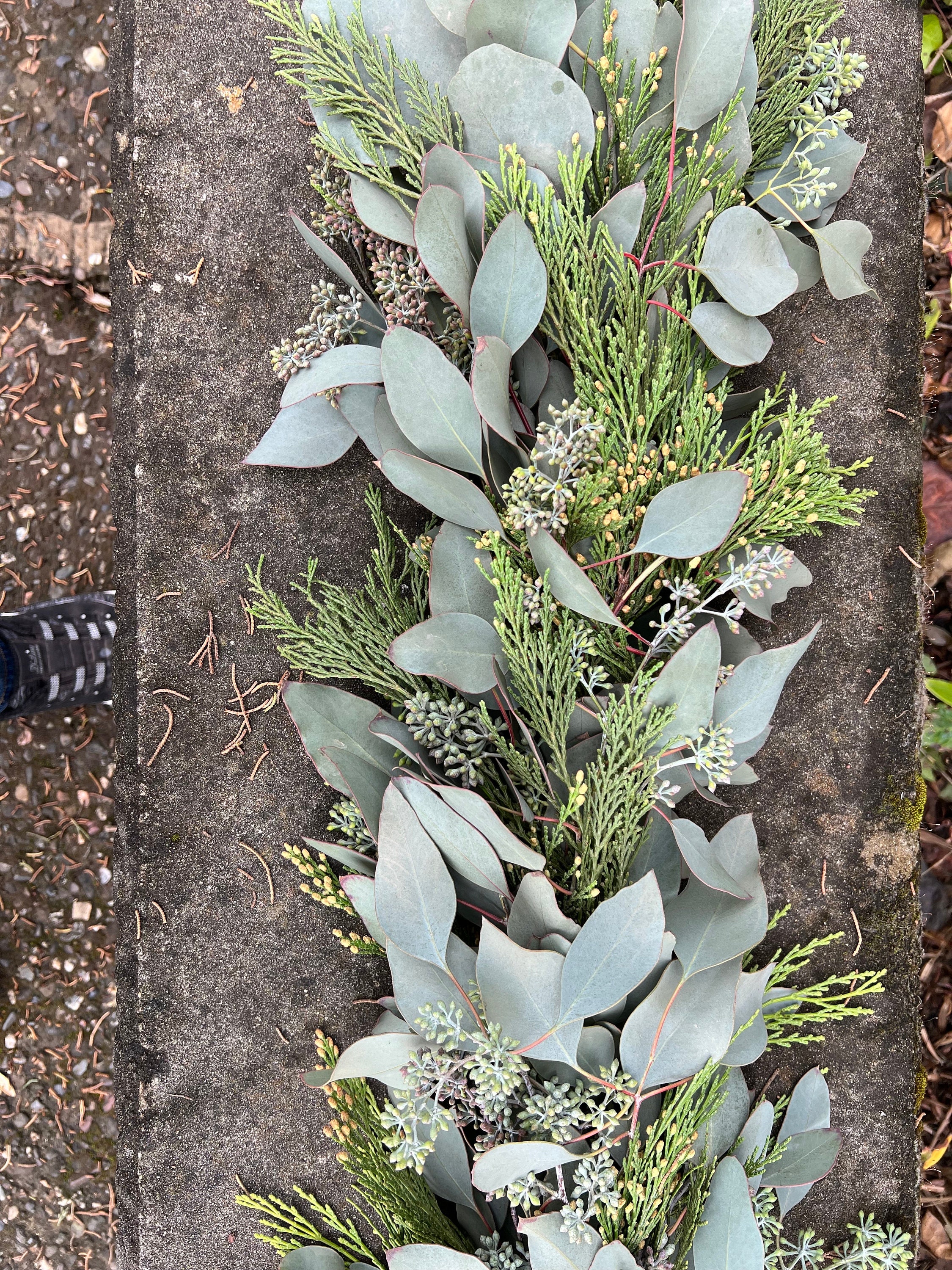 Fresh Handmade Cedar and Seeded Eucalyptus Winter Greens Christmas Holiday Garland, Nov-Jan only! - Thumbnail 6