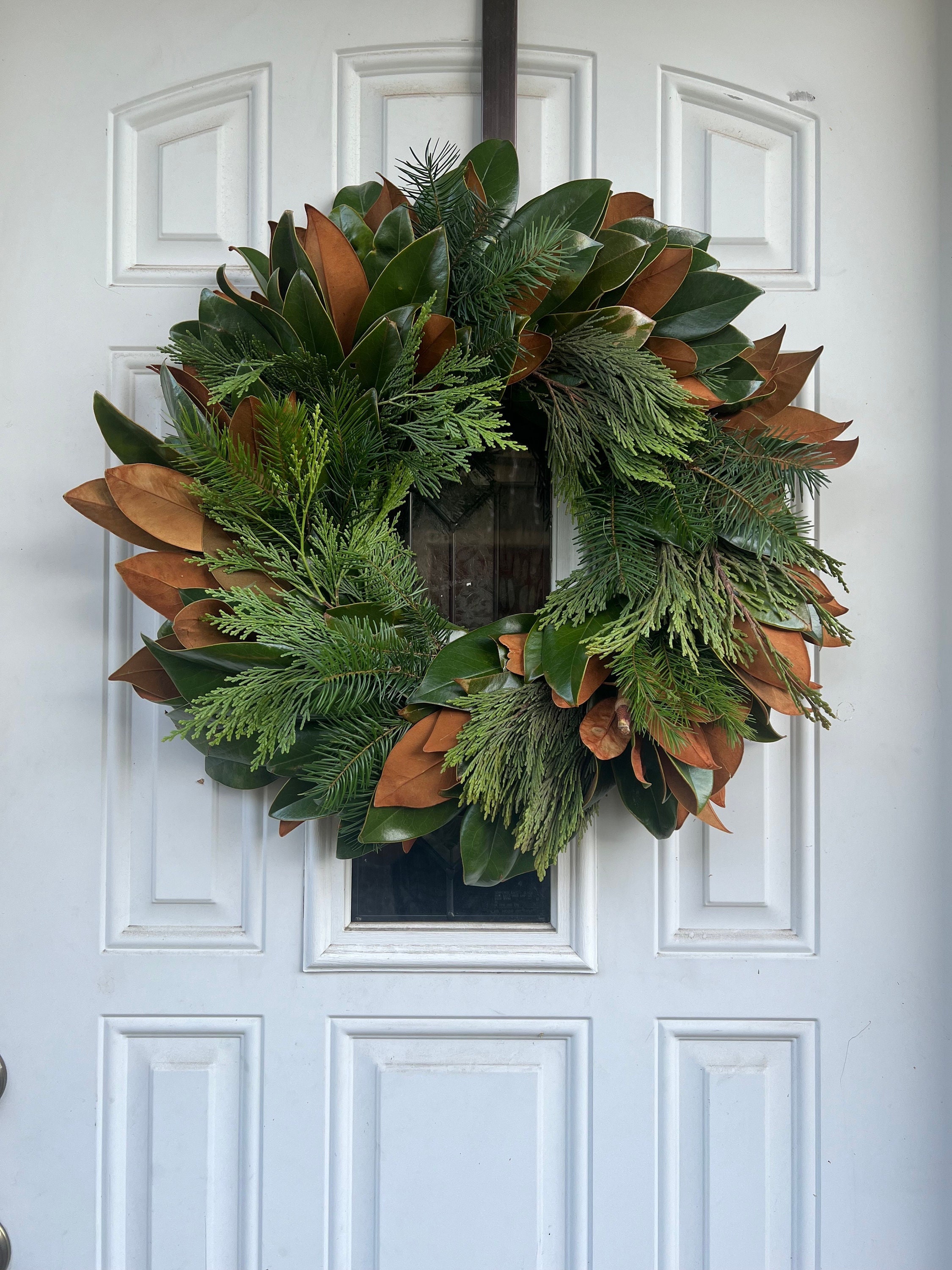 Fresh Magnolia, Cedar, and Fir Winter Greenery Wreath * available Nov- Jan*