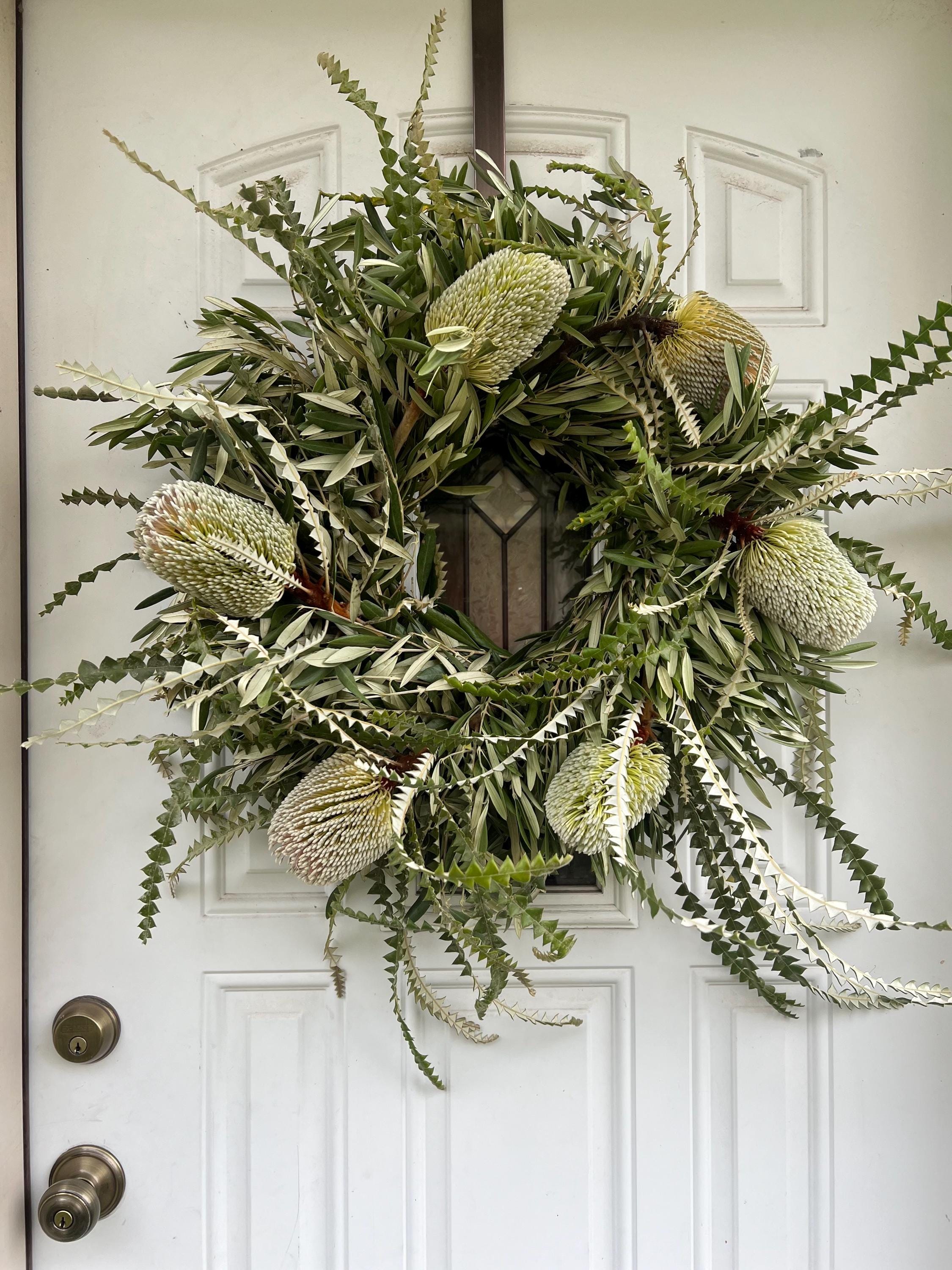 Fresh Wreath, Olive and Banksia Protea Winter Christmas Greenery Wreath (available year round!)