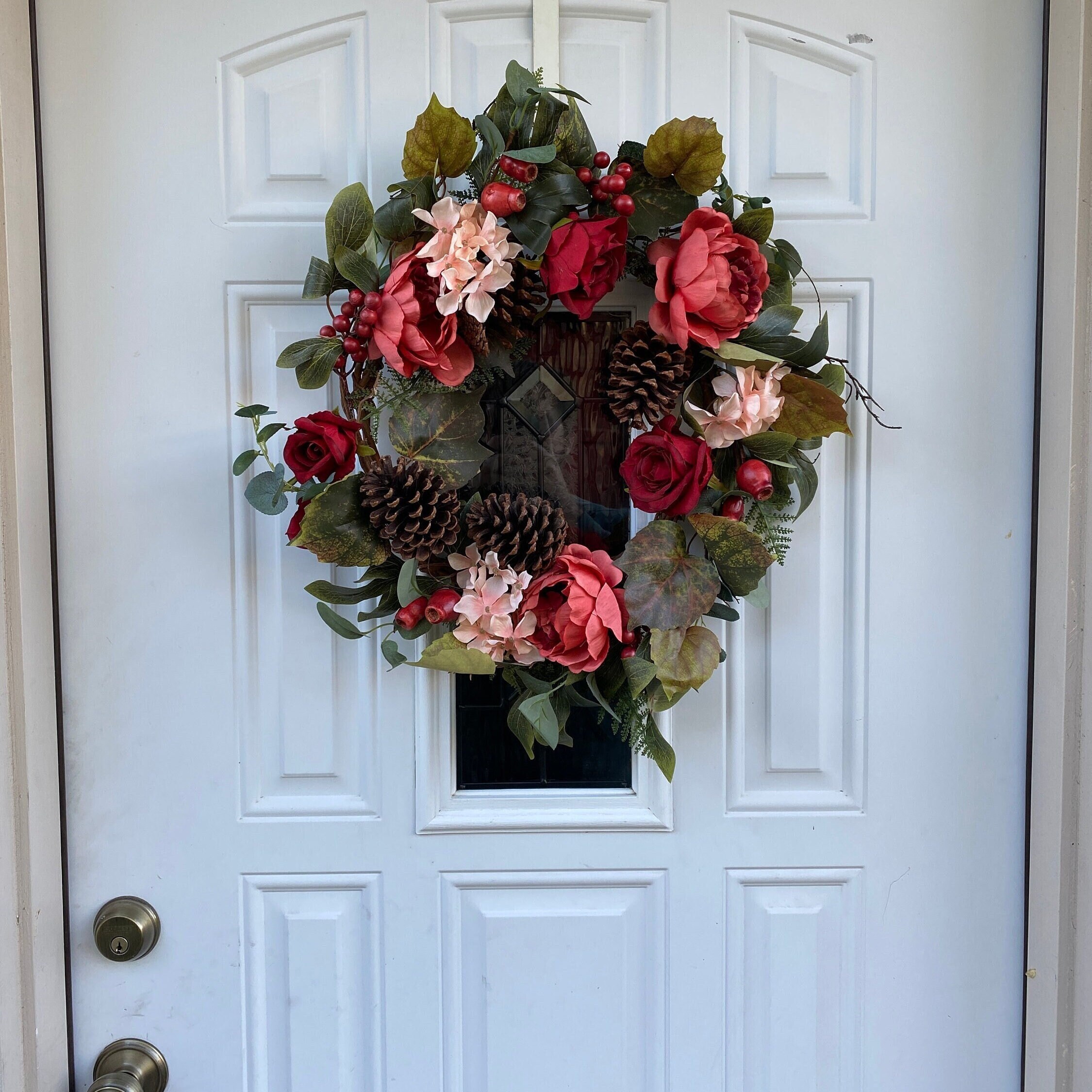 Artificial Fall Peony and Rose Wreath - Thumbnail 2