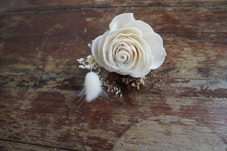 Peaches N Creme Sola Flower Boutonniere Wood Flower Boutonierre