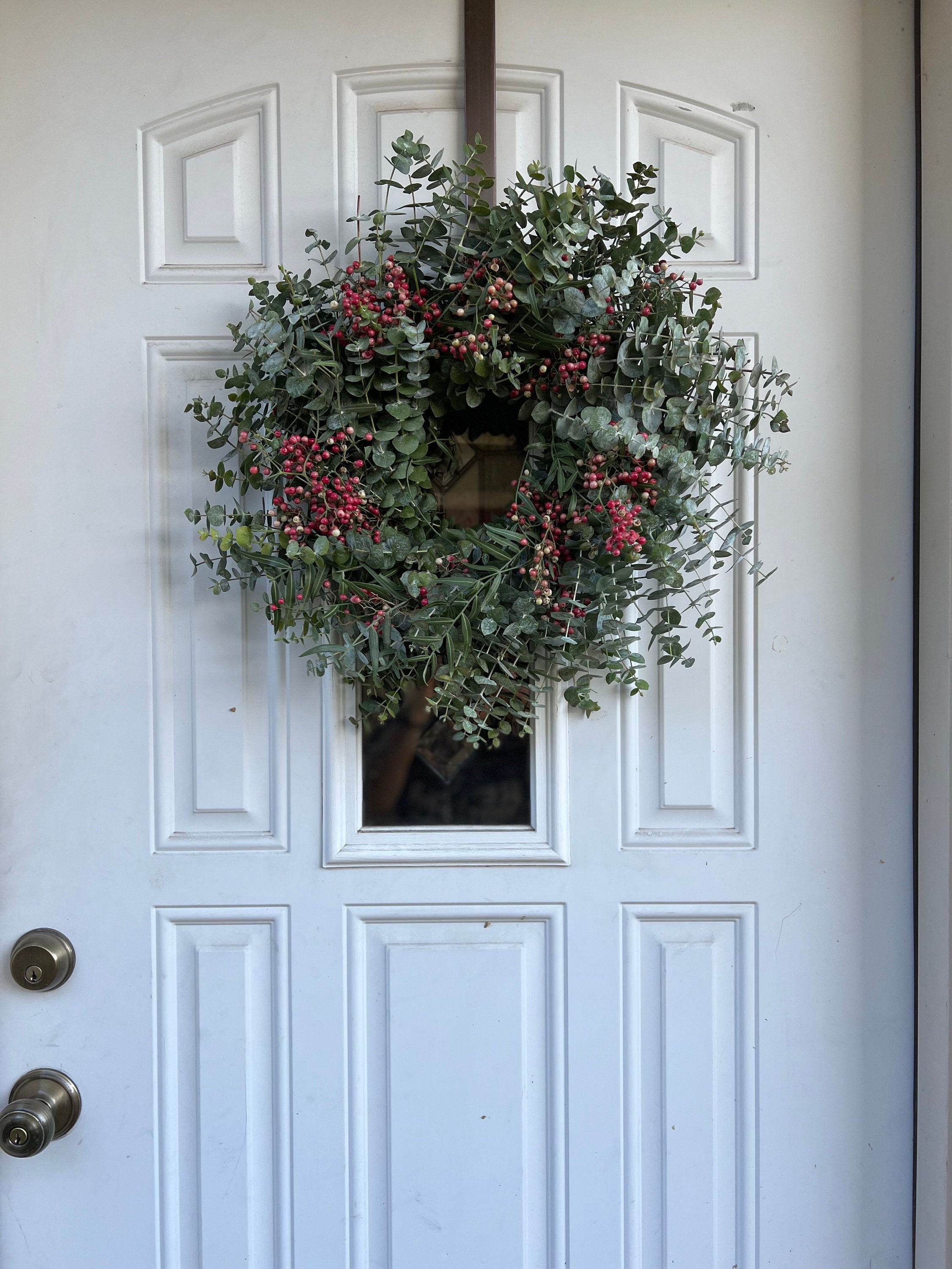 Fresh and Fragrant Wreath, Spiral Eucalyptus and Pepperberry Winter Christmas Greenery Wreath (available year round!) - Thumbnail 3