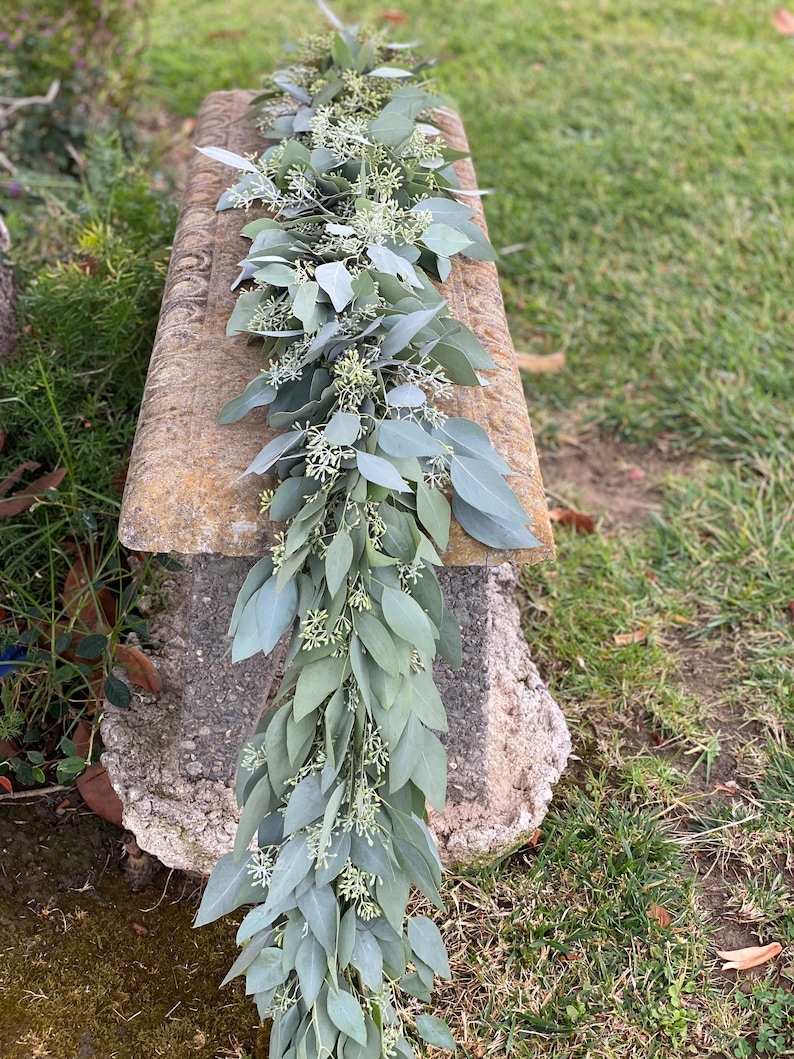 Fresh Seeded Eucalyptus Garland, Handmade with Fresh Greenery, Great for Weddings and Special Occasions image 2