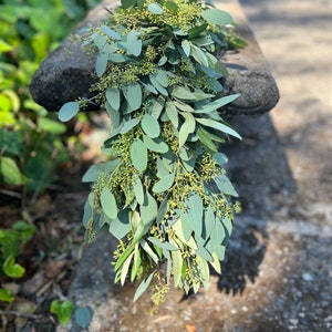 Fresh Olive and Seeded Eucalyptus Garland, Handmade Wedding Garland