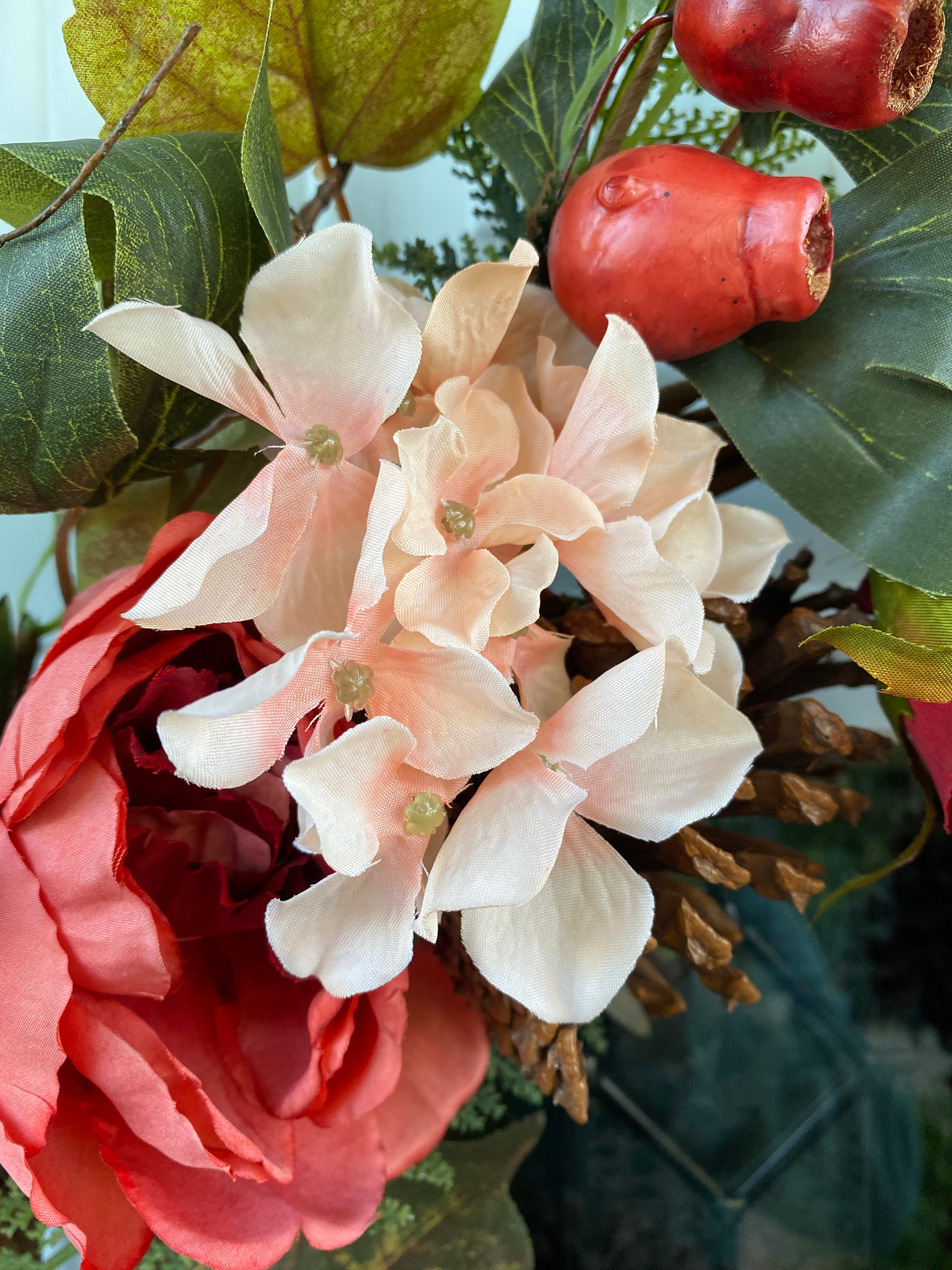 Artificial Fall Peony and Rose Wreath - Thumbnail 5