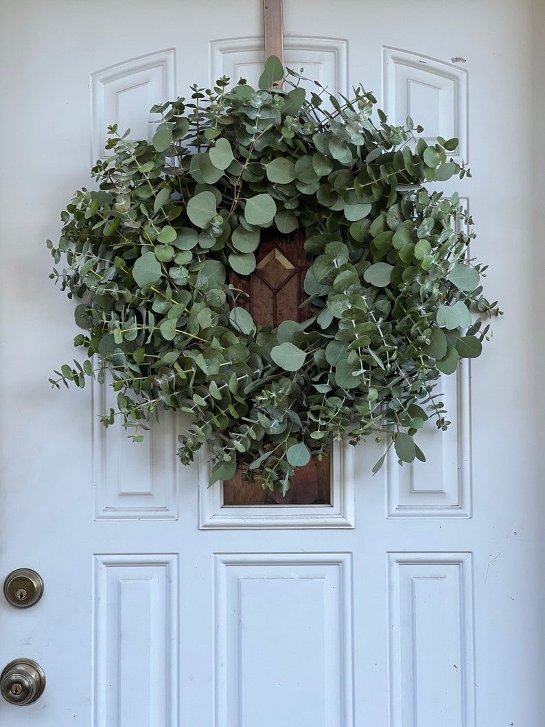 Fresh Spiral and Silver Dollar Eucalyptus Wreath Handmade Etsy