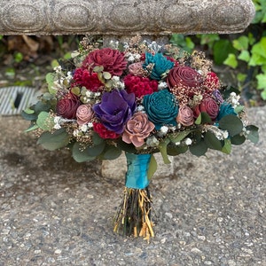 Dark Jewel Tone Wood Wedding Sola Flower Bouquet // "Velvet Luxe"