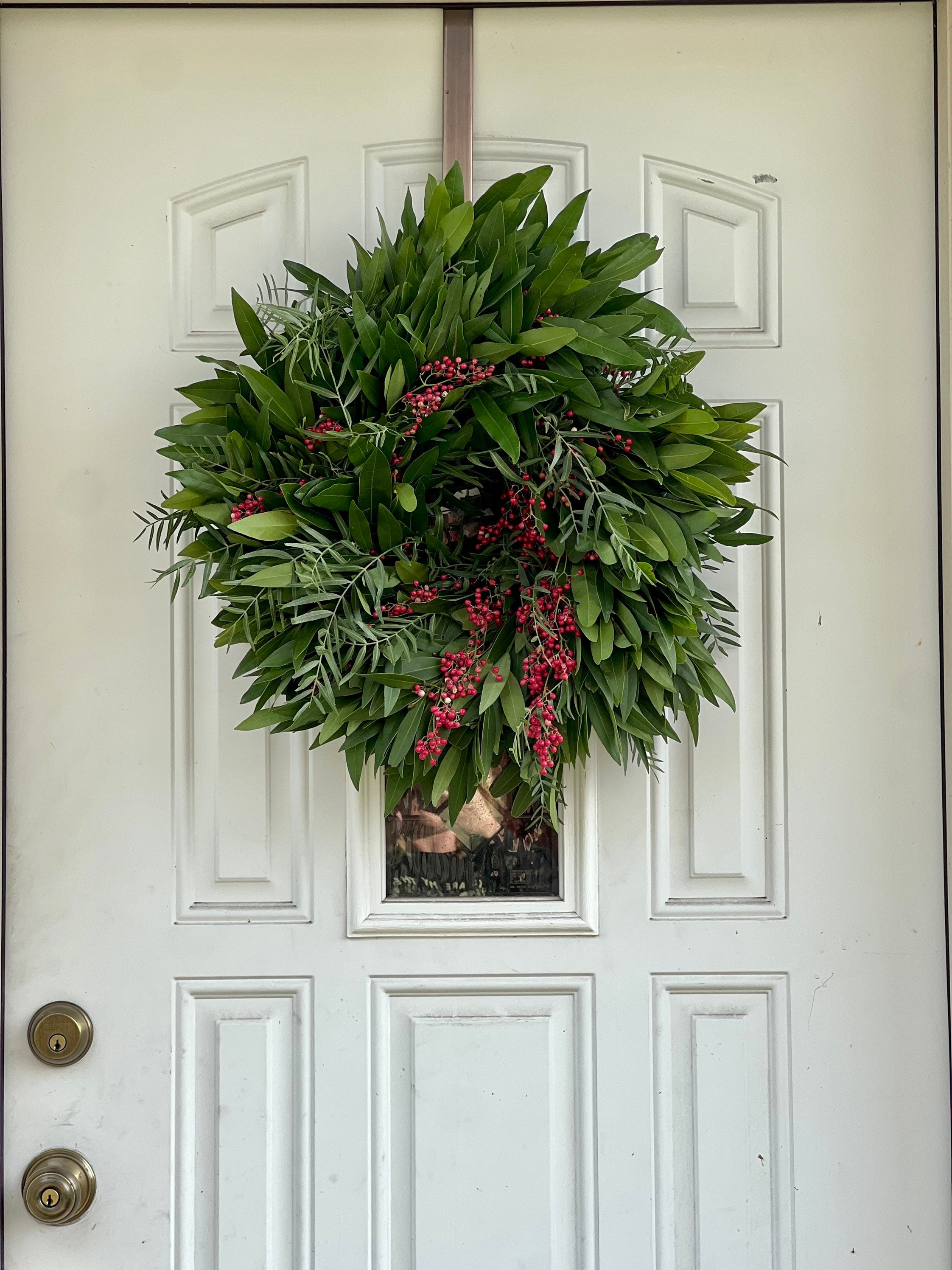 Fresh and Fragrant Bay Leaf and Pepperberry Winter Christmas Greenery 20 in Wreath (available year round!) - Thumbnail 2