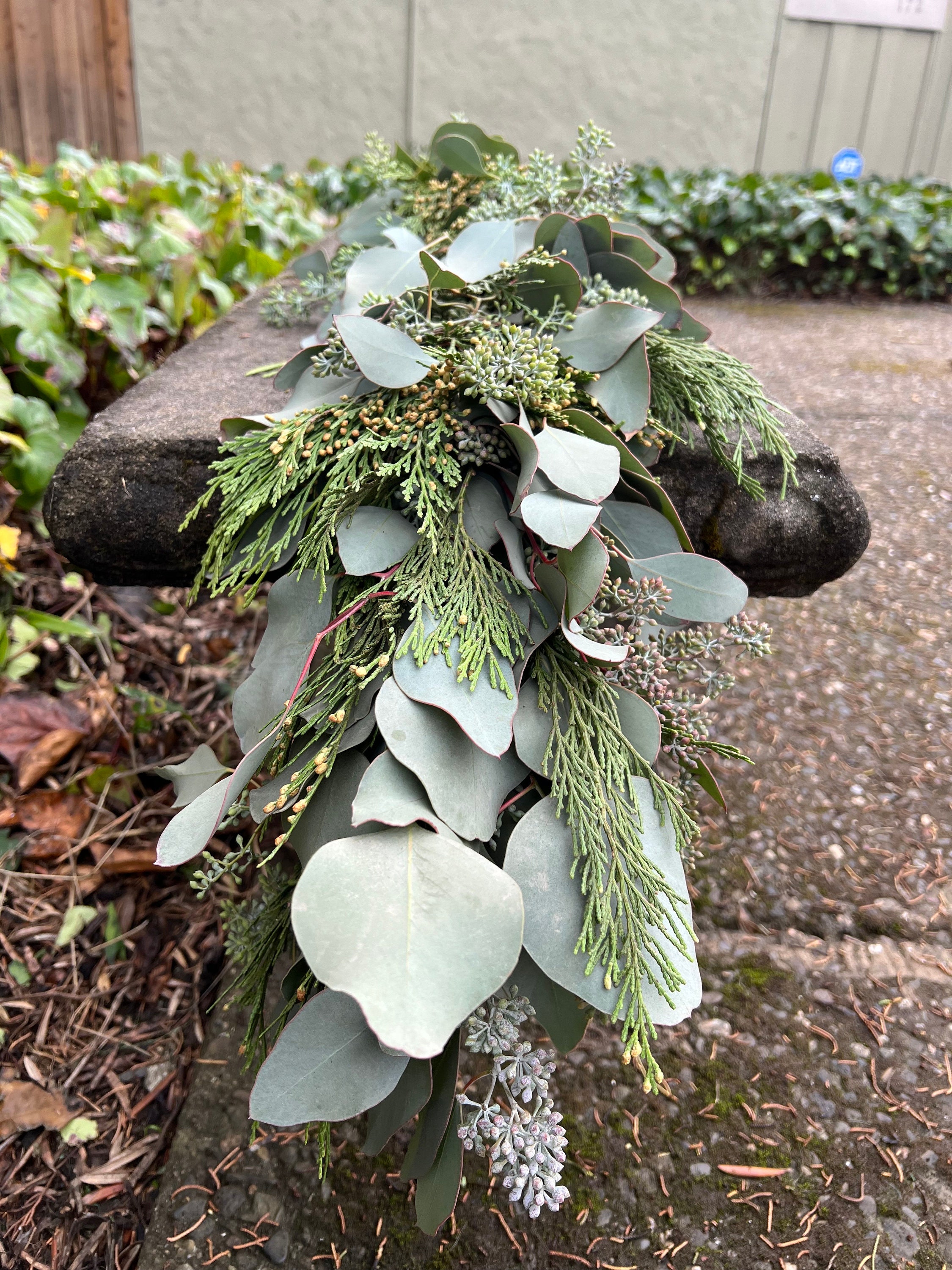 Fresh Handmade Cedar and Seeded Eucalyptus Winter Greens Christmas Holiday Garland, Nov-Jan only! - Thumbnail 2