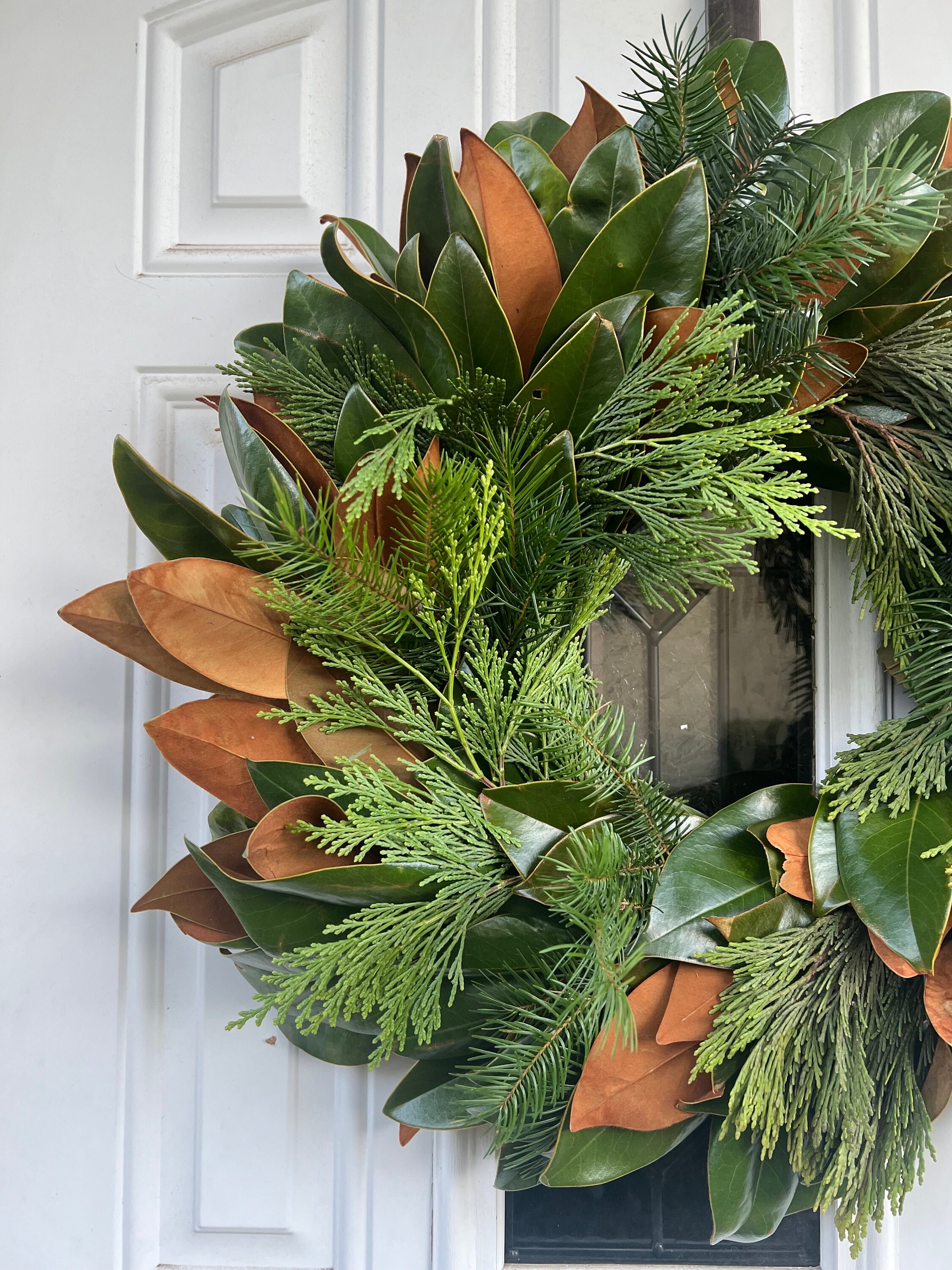 Fresh Magnolia, Cedar, and Fir Winter Greenery Wreath * available Nov- Jan* - Thumbnail 4