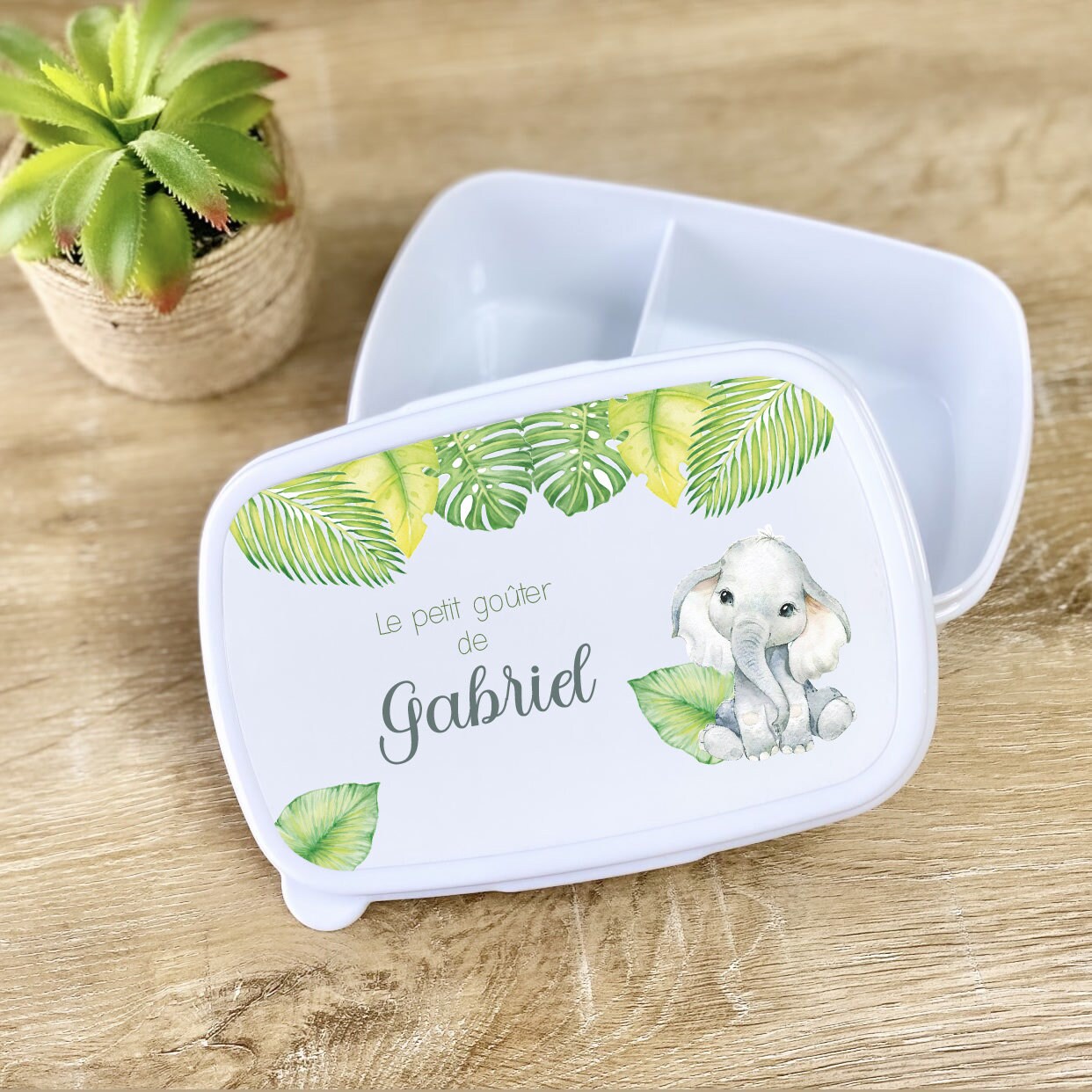 Boîte à Lunch Rectangle Personnalisée Enfant Eléphanteau