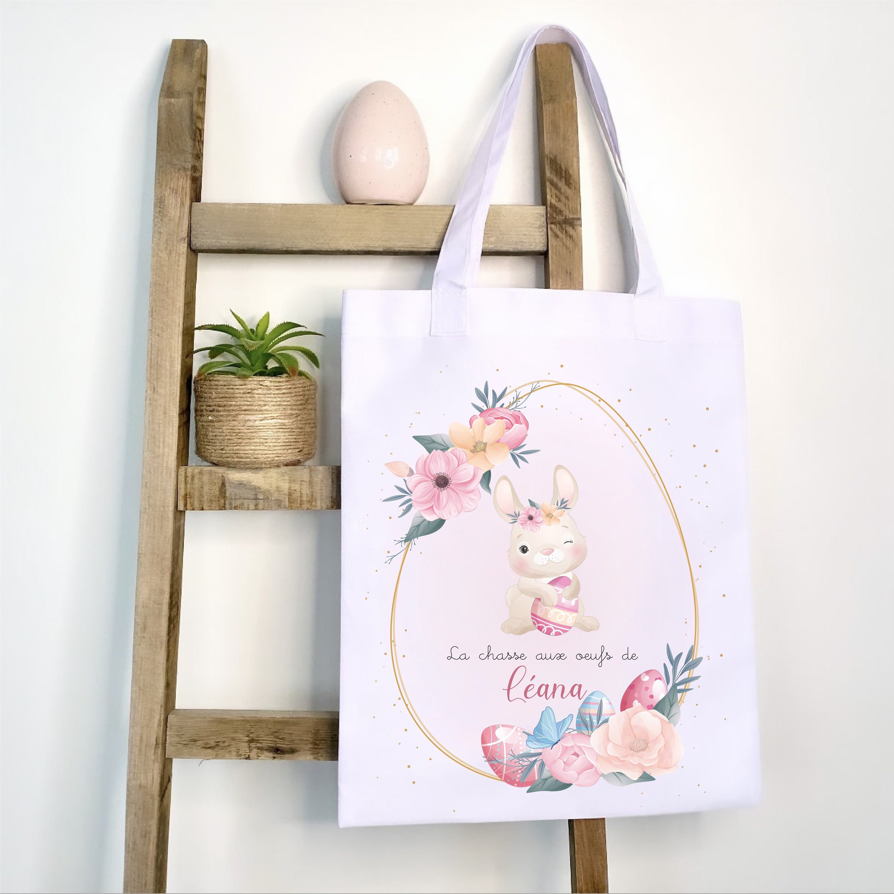 Sac/Tote Bag Personnalisé Spécial Pâques Petite Lapine