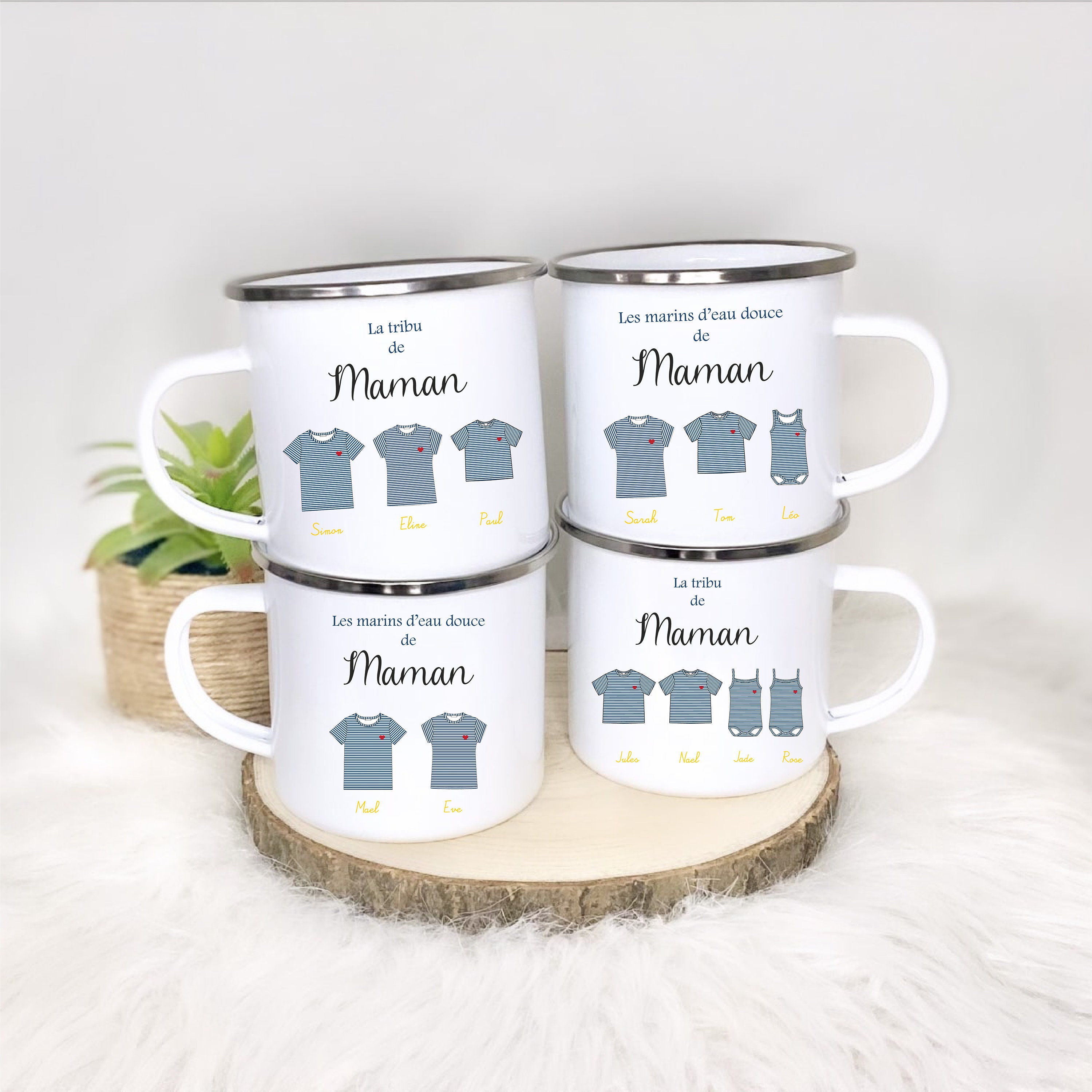 Tasse/Mug Émaillé Personnalisé Les Marins de Maman