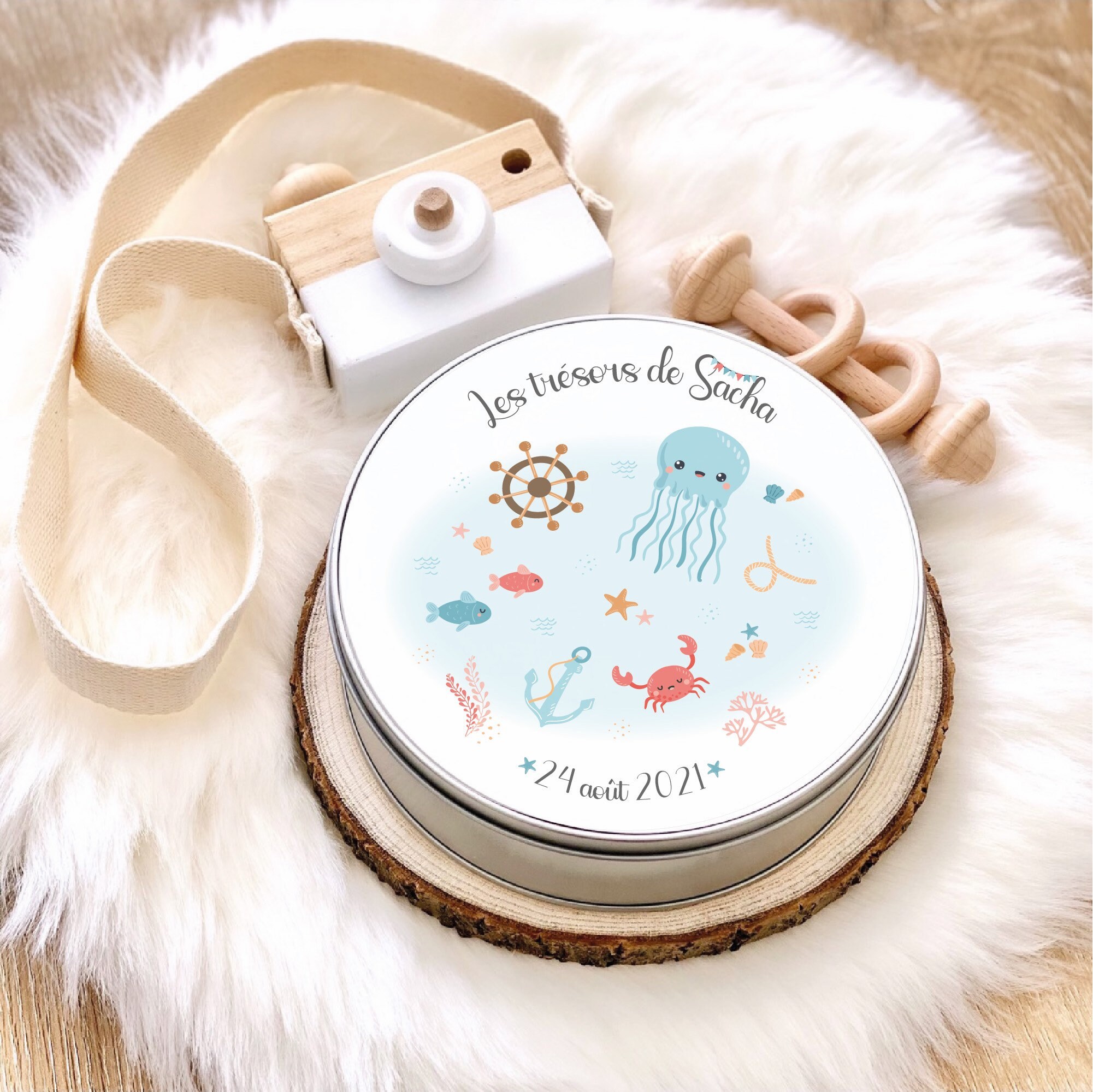 Boîte Souvenirs de Naissance Personnalisé/Cadeau Personnalisé Sous L'océan