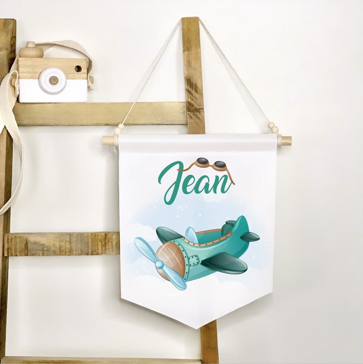 Bannière Personnalisée/Cadeau Naissance Personnalisé/Décoration Chambre Enfant Personnalisée Aviateu