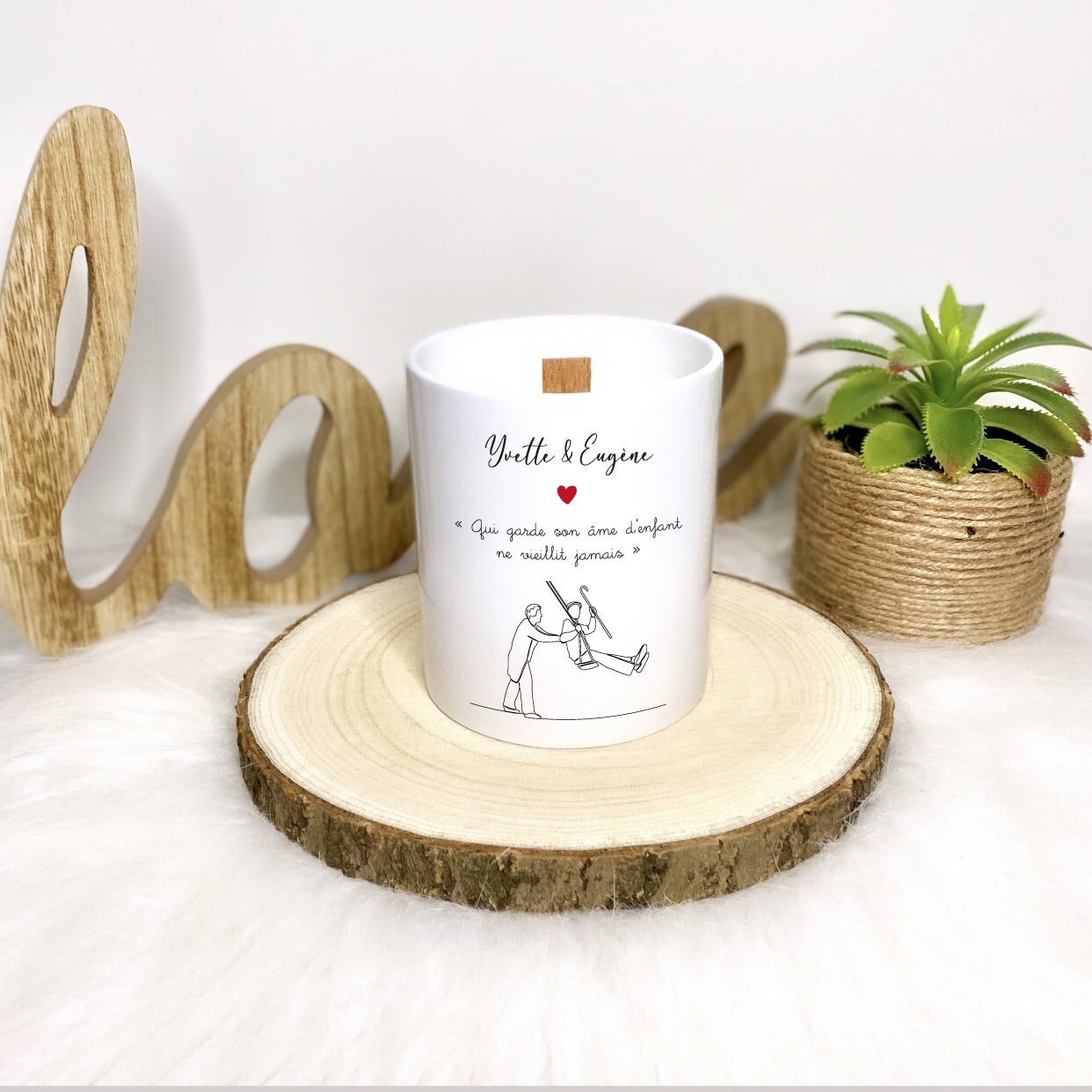 Bougie Message Personnalisé Spécial Saint-Valentin/Grands-Parents Eternelle Jeunesse