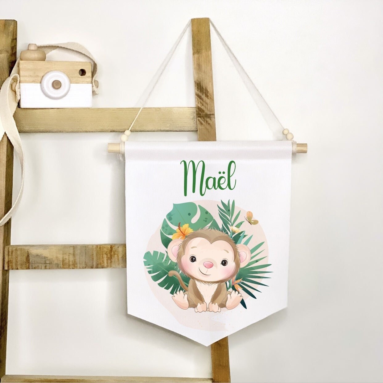 Bannière Personnalisée/Cadeau Naissance Personnalisé/Décoration Chambre Enfant Personnalisée Ouistit