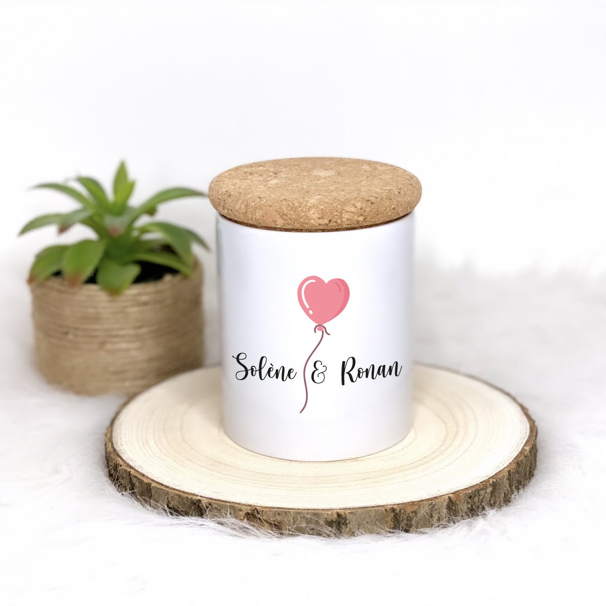 Bougie Personnalisé Spécial Saint-Valentin/Couple Ballon Coeur