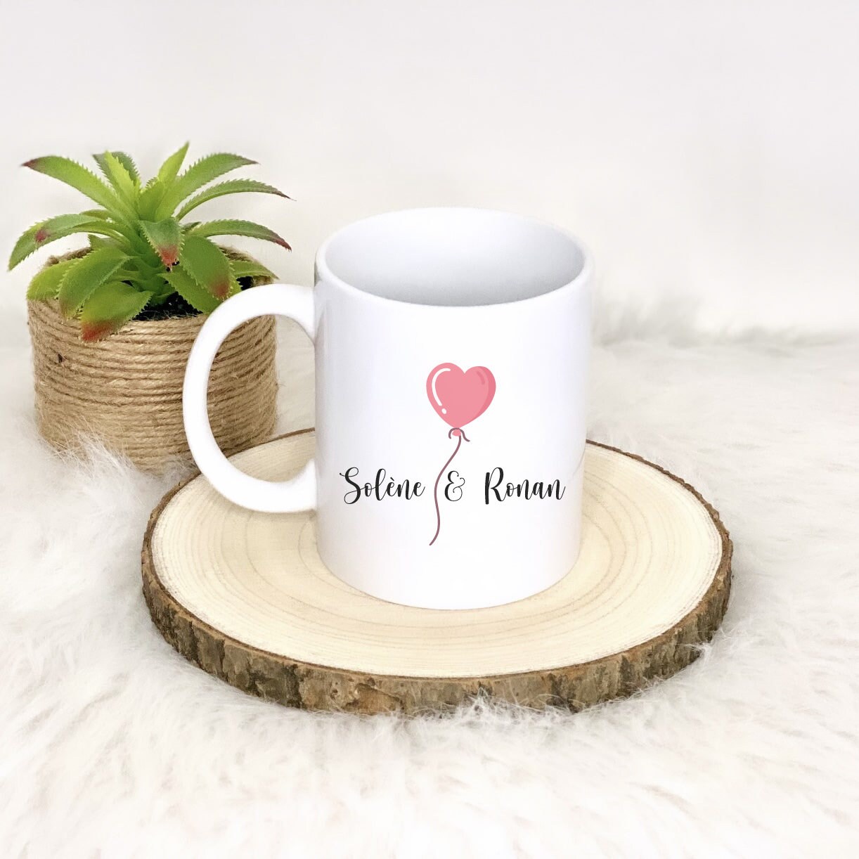 Mug Couple Personnalisé/Spécial Saint-Valentin Ballon Coeur