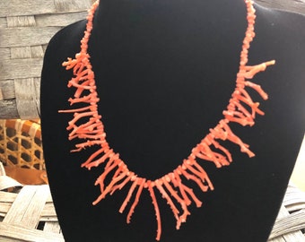 Hex Coral Lucite Necklace