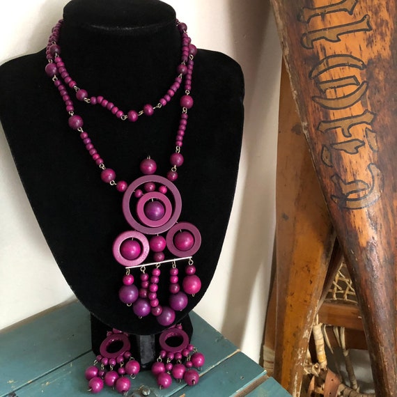 Ibero Necklace Earrings Wood Finland Vintage Moder