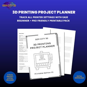 Projectplanner voor 3D-printen – afdrukbaar logboek (digitale download)