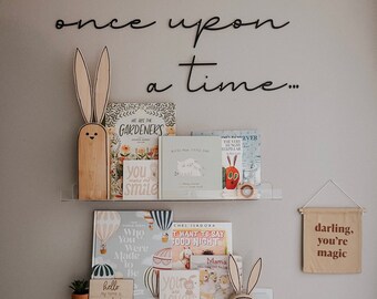 thumbnail interactive-video image 1 of Once Upon A Time Wooden Wall Signs - Nursery Decor For Bookshelf, Reading Corner, Classroom 1 of 12