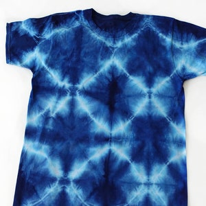 Blue and White Tie Dye Shibori Tshirt Size Children L