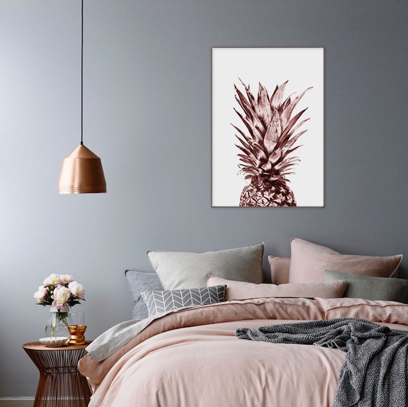 Rose Gold Decor Printable Wall Art Rose Gold Pineapple Rose Etsy
