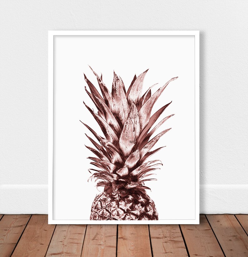 Rose Gold Decor Printable Wall Art Rose Gold Pineapple Rose Etsy