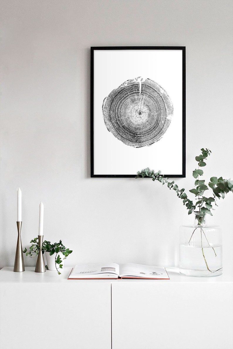 Wall art wood Tree rings print Rustic wood decor Print of Etsy
