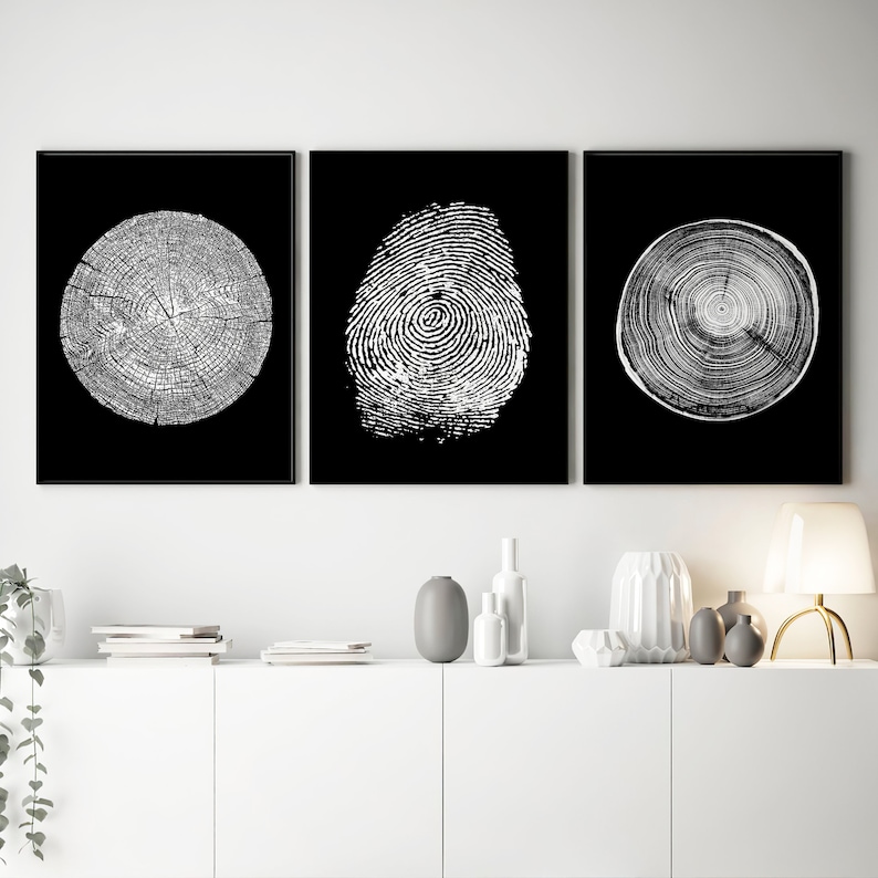 Fingerprint Wall Art Printable Wall Art Black and White Etsy