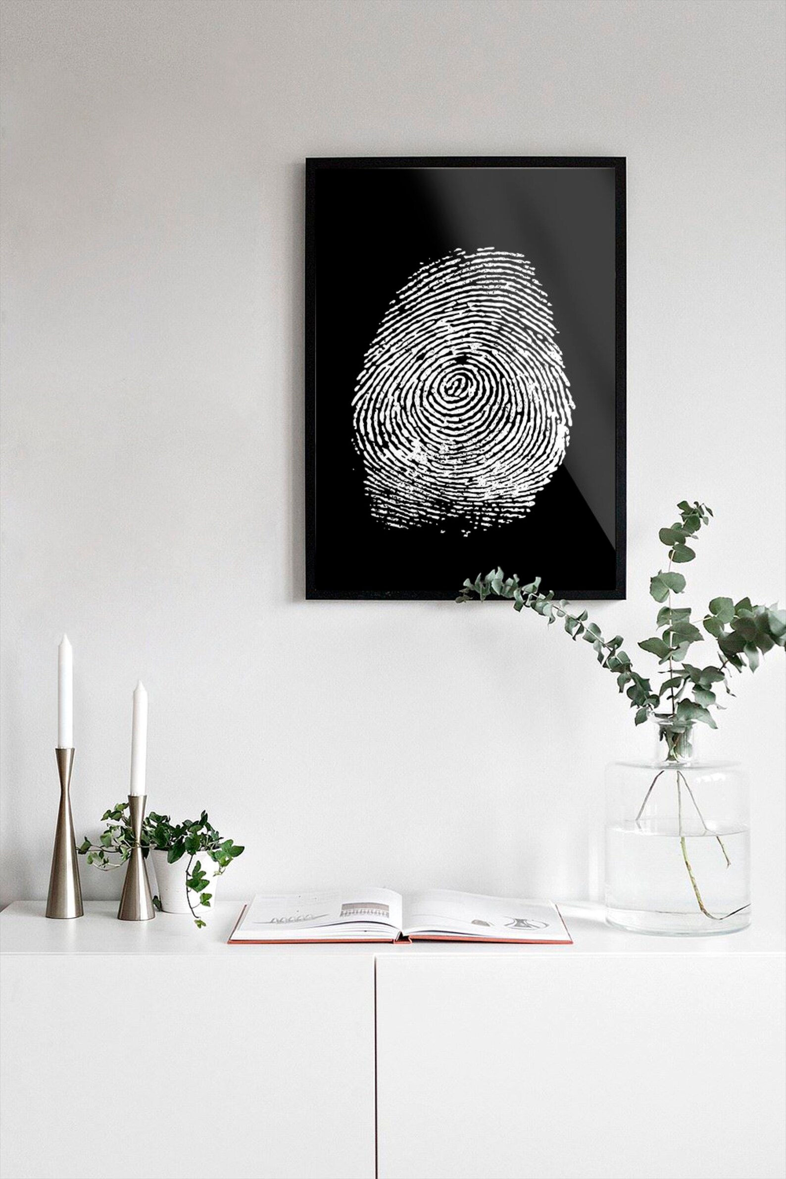 Fingerprint Wall Art Printable Wall Art Black and White Etsy