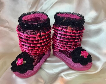 Girl's Hot Pink Boots, Size 5