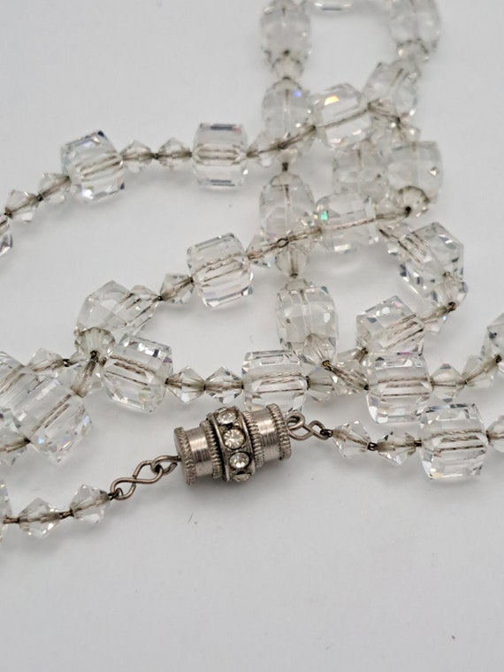 Long crystal necklace with rhinestone barrel clasp - image 2
