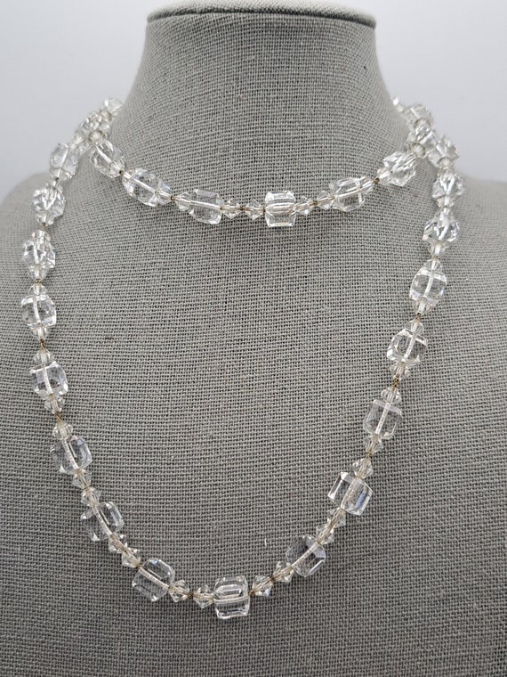 Long crystal necklace with rhinestone barrel clasp - image 1