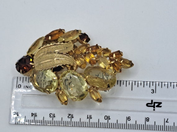 Gold tone with topaz & citrine colored rhinestones - image 8