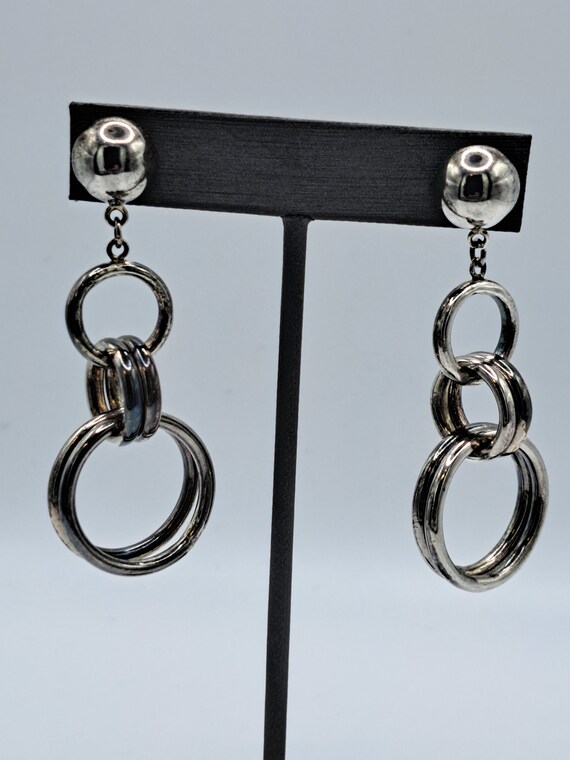 925 silver multi circle dangle pierced earrings - image 1