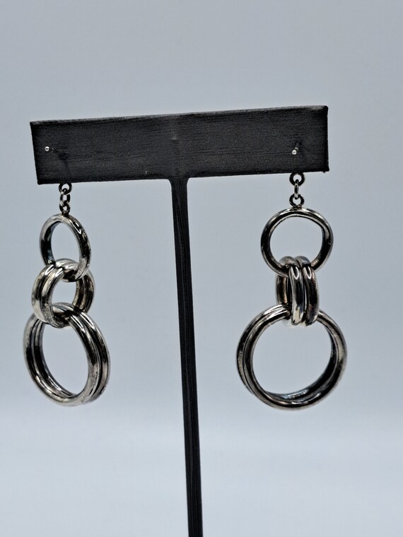 925 silver multi circle dangle pierced earrings - image 3