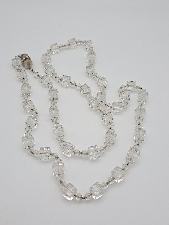 Long crystal necklace with rhinestone barrel clasp - image 3