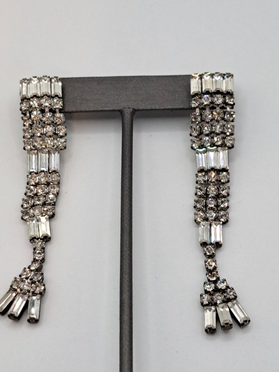 Pierced  rhinestone dangle earrings - image 1