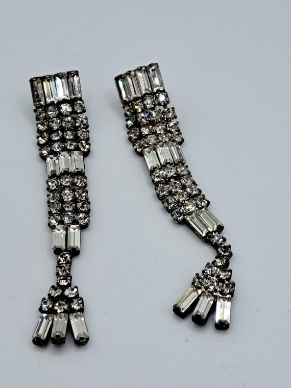 Pierced  rhinestone dangle earrings - image 4