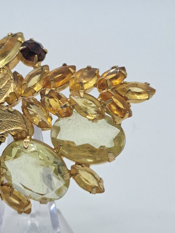 Gold tone with topaz & citrine colored rhinestones - image 6