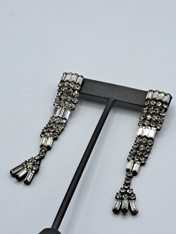 Pierced  rhinestone dangle earrings - image 2