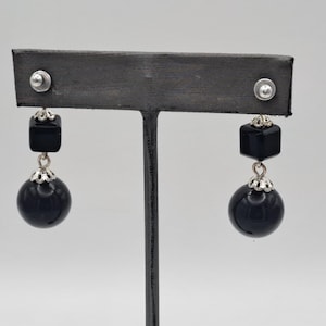 Black and silver dangle earrings